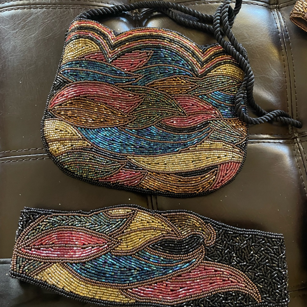 Vintage. Gorgeous beaded bag with matching belt.